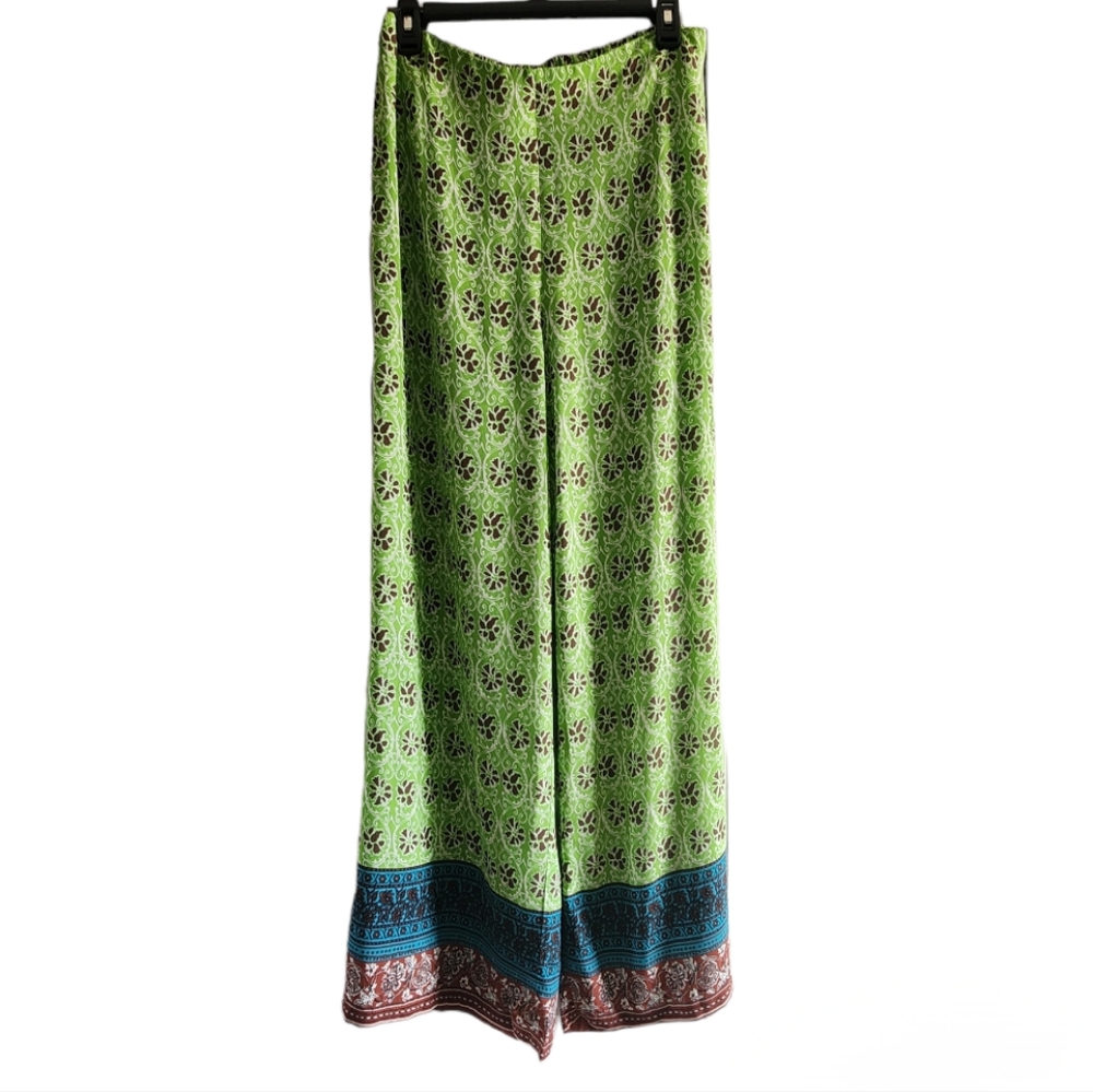 ZARA Green Print High-Waist Trousers